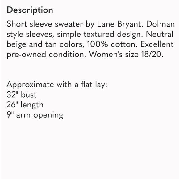 Lane Bryant Dolman Sweater Short Sleeve Knit Plus Size 18/20 2X - Picture 8 of 8